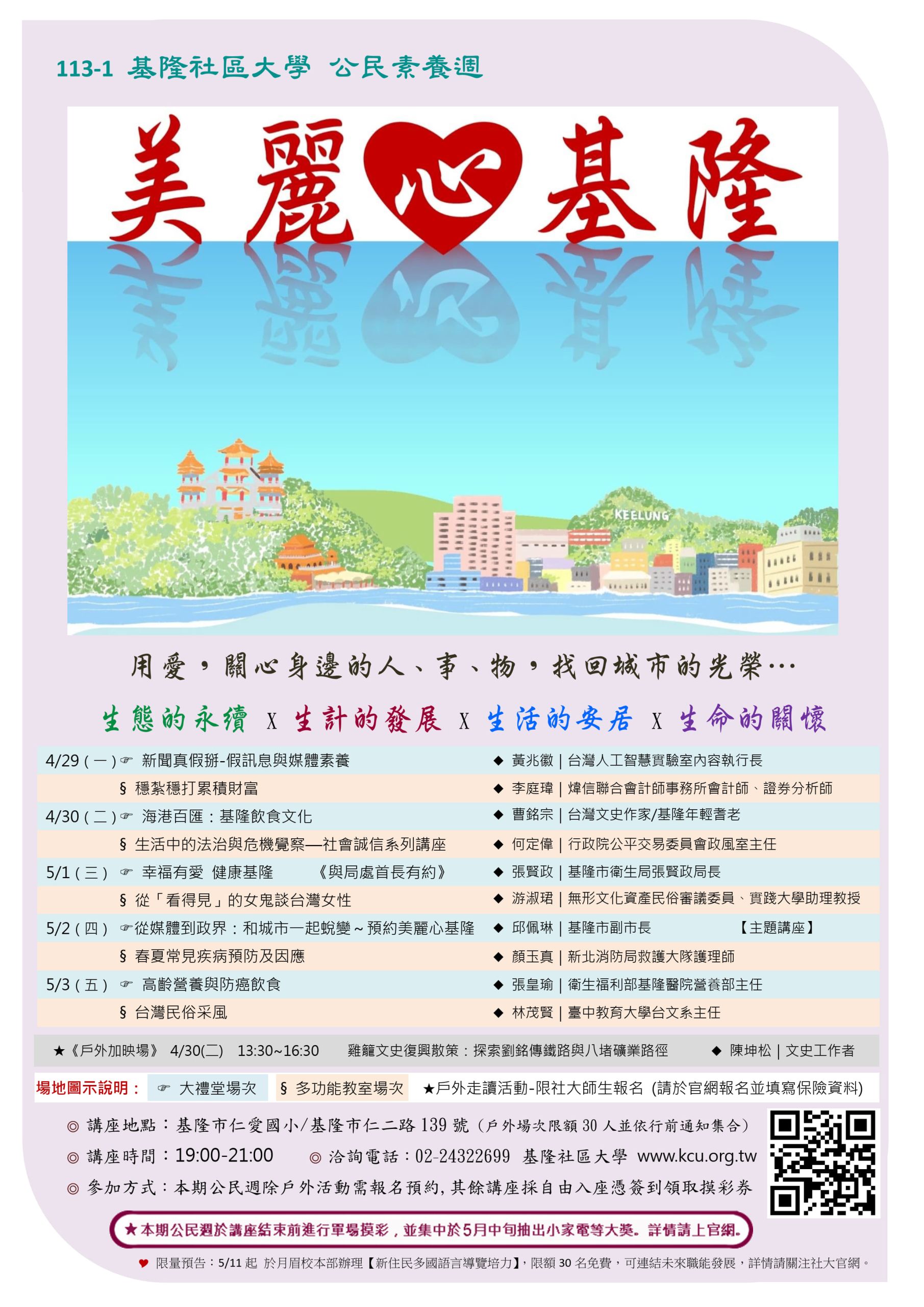 Read more about the article |系列講座場次|113春季班公民週-美麗心基隆